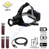 CREE Led Fejlámpa, Akkumulátoros, XHP-70, Ultra Nagy Fényerő, Zoom, Powerbank, IP65, 2 Év Garancia